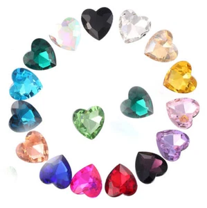 60/100 Stck. Gemischte Farben Spitze Rückseite Kristall Strass Herz Ausgefallene Glassteine - Bild 1 von 6