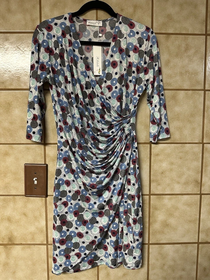 ReVd’elle Paris Side Pleated Body Con 3/4 Sleeve Wrap Dress, Classic core Sz XL Foto 1 de 4