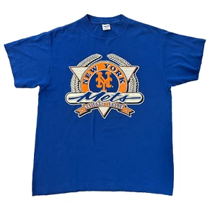 1991 Trench New York NY Mets Blue Single Stitch 50/50 Tee Shirt sz. L Large - Picture 1 of 9
