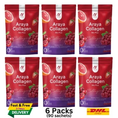 6x ARAYA Colágeno Mezcla Plus Polvo Fresa Bebida Suplemento Foto 1 de 4