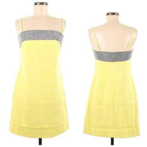 LBV. Women's Lemon Crepe Crystal Sequin Spaghetti Strap Mini Dress Sz 0 NWt 298 - Picture 1 of 9