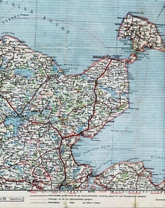 Fehmarn Plön Travemünde Heiligenhafen 1924 orig. Straßenkarte-Karte (Teil) Eutin - Bild 1 von 2