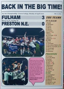 Fulham 3 Preston 0 - 2022 Championship - Fulham promoted - souvenir print - Picture 1 of 1