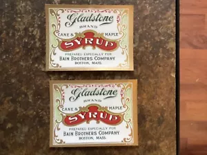 Two (2) Gladstone Cane & Maple Syrup Bain Brothers, Boston Labels - Picture 1 of 2