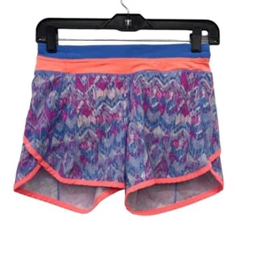 Ivivva by Lululemon Girls Blue Patterned Running Shorts Size 14 with Liner - Picture 1 of 8