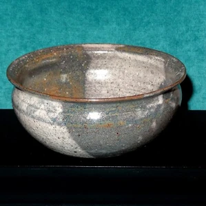 Glazed Artist Signed Studio Pottery Handmade Ceramic Bowl 6.5"X3" blue/grey/brow - Picture 1 of 7