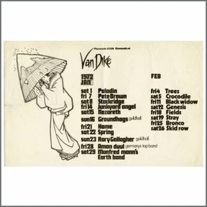 Genesis/Rory Gallagher 1972 Van Dike Club Concert Handbill (UK) - Imagen 1 de 1