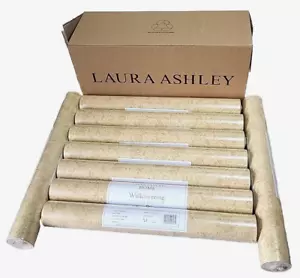 Rollos de papel tapiz texturizado Laura Ashley Home Grasmere dorado X9 *Nuevo y sellado* - Imagen 1 de 6