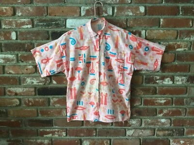 Top abotonado Totally Rad de colección años 80 para mujer talla L genial motivo egipcio Foto 1 de 4