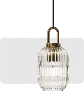 Luce a sospensione lunga lanterna rettangolare vetro da soffitto lampada LED E27 - Foto 1 di 18
