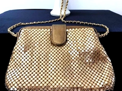 Cartera de Colección Forrada de Malla de Metal Dorado Malla Tejida Correa Bandolera Noche Fiesta Foto 1 de 4