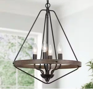 🔥LNC Modern Black Caged Chandelier 4-Light Brown Candlestick Rustic Foyer - Picture 1 of 7