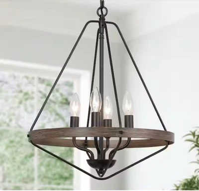 🔥LNC Modern Black Caged Chandelier 4-Light Brown Candlestick Rustic Foyer - Image 1 of 4