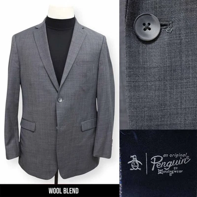 ORIGINAL PENGUIN Hombre Gris Sólido SLIM FIT Abrigo Deportivo Traje Chaqueta Blazer 42 L Foto 1 de 4