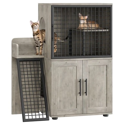 Cat Litter Box Enclosure with Platform, Double Layer Cat Litter Hidden Furniture - Image 1 of 4