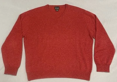 Jos A Bank Men’s Sweater L Red 100% Cashmere V-Neck Designer Preppy Golf Classic - Image 1 of 4