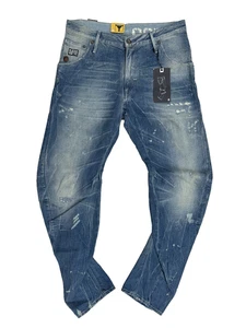 G-Star 'ARC VINTAGE LOOSE TAPERED' Medium Aged Paint Destroy Jeans Size W33 L32 - Picture 1 of 13