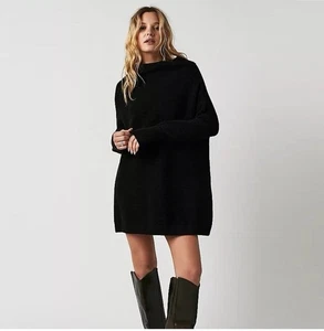 Free People Womens Ottoman Slouchy Tunic Black Sweater Top Size XS Oversized - Picture 1 of 6
