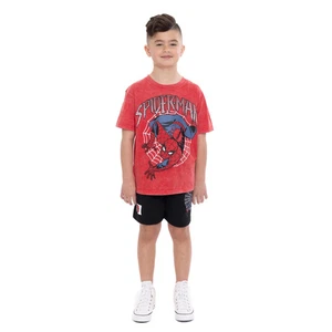 Juego de camiseta y pantalones cortos gráficos de manga corta Spider-Man para niños, 2 piezas, tallas 6 y 7 - Imagen 1 de 5