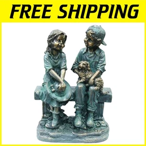 Rust-Resistant Children Bench Puppy Statuette - Picture 1 of 9