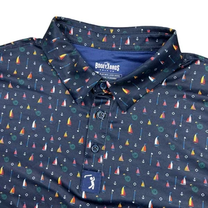 Bogey Bros Polo Shirt Mens 2XL Blue Golf Performance Stretch Boat Hose - Picture 1 of 7