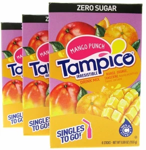 Tampico Mango Punch ~ Packets ~ Zero Sugar Free ~ Drink Mix ~ 3 Boxes - Picture 1 of 4