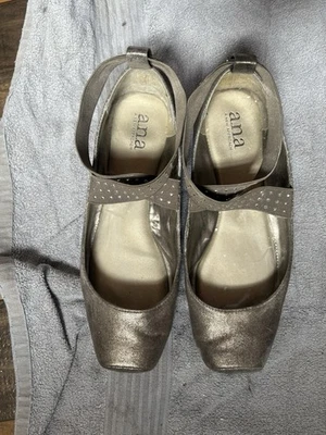 A.N.A Bronze Ballet Flat Shoe Studded Elastic Ankle Straps Size 8M - Image 1 of 3
