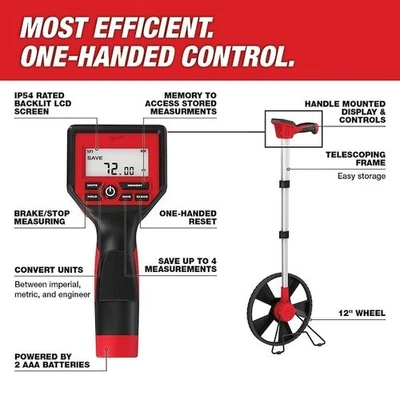 For AMilwaukee Tool 48-22-5112 12 In. Digital Measuring Wheel,Black/Red - Image 1 of 4