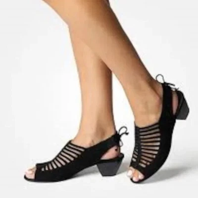 Sandalias PAUL GREEN NUEVAS SIN CAJA Talia negras de gamuza recortadas enjauladas $415 talla 9,5 Foto 1 de 4