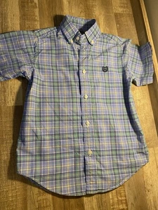 Chaps Boy Size 6 Button Up Short Sleeve Plaid Shirt Youth - Picture 1 of 4