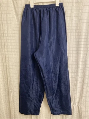 Men’s Xxl Blue Chinese Satin Collar Pants Pockets Classic Elastic Waist - Image 1 of 2