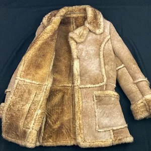 Vintage Sears Marlboroman Shearling Sheepskin Ranch Coat Jacket 40 Tall - Picture 1 of 9