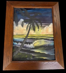 Hawaiian Vintage Surf Beach Art 20,5" Tiki Vintage Surf Tropical MCM Original - Bild 1 von 9