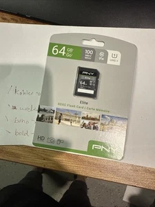 PNY 64GB Elite Class 10 MicroSD Card – U1 A1 V10 Memory Card w/ Adapter NEW - Picture 1 of 2