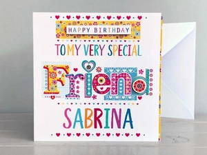 Friend happy birthday card, personalised very special friend card - Picture 1 of 13