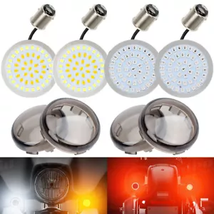 Smoked 1157 Front & 1157 Rear LED Bullet Turn Signal Lights for Harley-Davidson - Picture 1 of 17