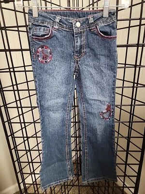 Lindos pantalones de mezclilla bordados elásticos descoloridos Glory para niñas talla 16 Foto 1 de 4