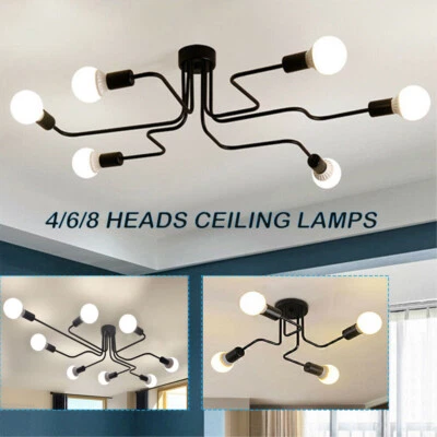 Retro Industrial Steampunk Semi Flush Mount Ceiling Light Pendant Light Fixture