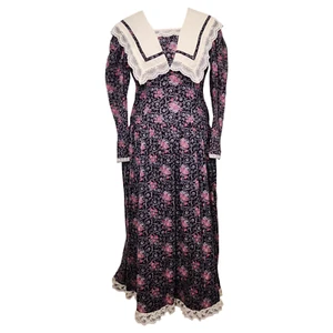 1980s Vintage Gunne Sax Floral Prairie Dress with Bib size 11 Jessica McClintock - Picture 1 of 10