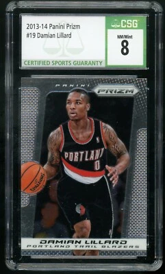 DAMIAN LILLARD 2013-14 Panini Prizm #19 Portland Trail Blazers CSG 8 NM/Mint - Image 1 of 2