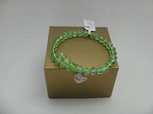 Alex and Ani MIRAGE WRAP MINT, Light Green Crystal Beads Rafaelian Silver Bangle - Picture 1 of 10
