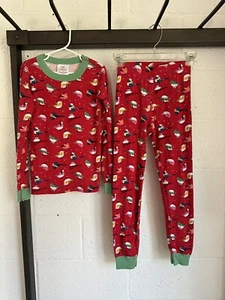 EUC Hanna Andersson Holiday Bird Pajamas SIZE 130 US 8 Red Multicolor - Picture 1 of 13