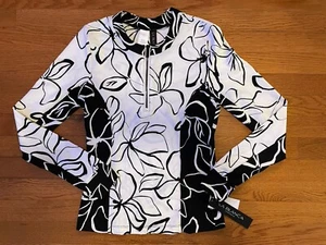 LaBlanca Womens Long Sleeve Rashguard Swim Top Size XS NWT Blk/Wht 967 - Picture 1 of 8