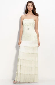 Sue Wong Embellished Drop Waist Gown Sz 6 Ivory - Picture 1 of 2