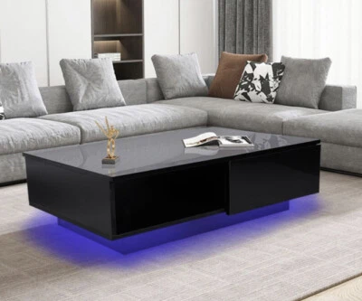 LED Coffee Table With Drawers - Image 1 of 3