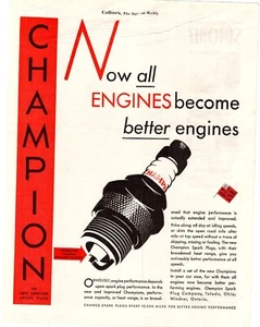 1931 Champion Now All Engines Become Better Engines Single Page Print Ad - Picture 1 of 1