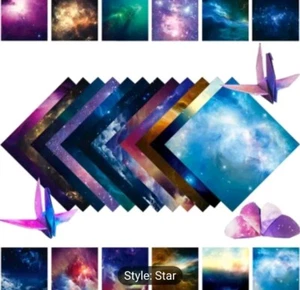 50 Pc Origami Paper Galaxy & Stars Space 8 Designs Night Sky Colorful Explore - Picture 1 of 6