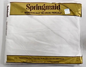 VTG 1970s WHITE Springmaid Wondercale New Old Stock Fitted Twin Sheet 39"x76" - Picture 1 of 5