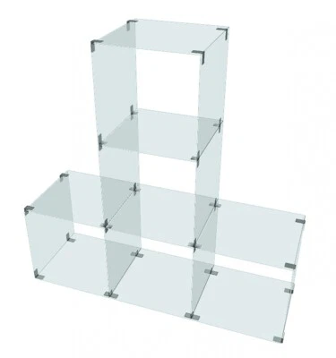 Glassteckvitrine Glas-Vitrine Steckvitrine Regal Raumteiler Glasregal Glaswürfel