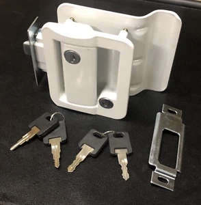 White RV Paddle Entry Door Lock Latch Handle Knob Deadbolt NEW Camper Trailer  - Bild 1 von 2